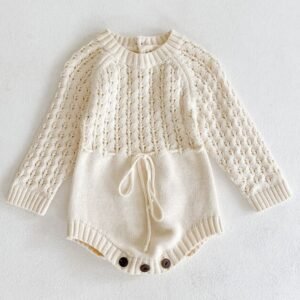 Vestido de Punto para Bebé Niña con Manga Larga y Body Integrado