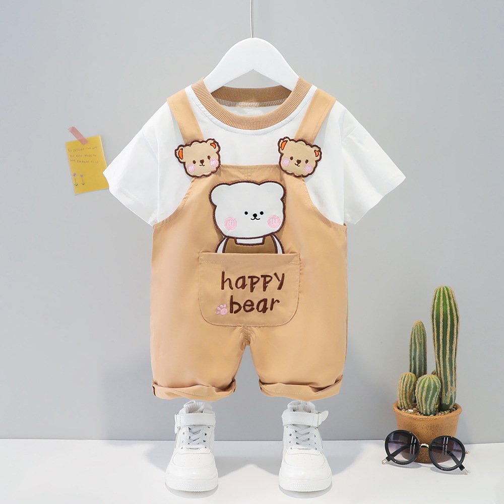 Conjunto de Verano para Bebé – Camiseta de Manga Corta y Peto con Estampado de Dibujos - Imagen 2