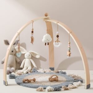 Gimnasio de Actividades de Madera para Bebé – Estimulación Temprana Montessori