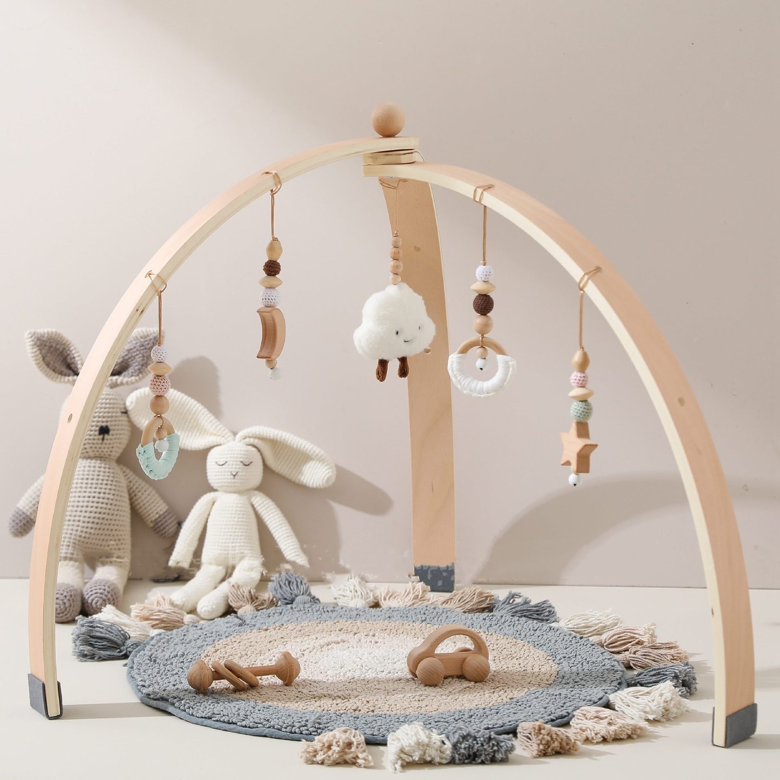 Gimnasio de Actividades de Madera para Bebé – Estimulación Temprana Montessori