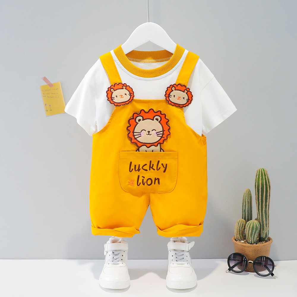 Conjunto de Verano para Bebé – Camiseta de Manga Corta y Peto con Estampado de Dibujos - Imagen 3