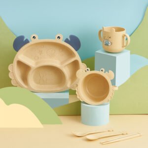 Vajilla Infantil de 6 Piezas con Diseño de Cangrejo – Divertida y Práctica