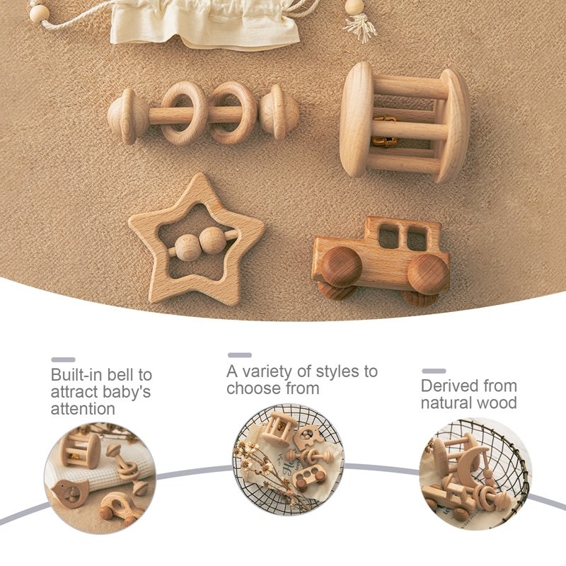 Set de Sonajeros Montessori para Bebé – Juguetes Sensoriales para Cochecito y Primeras Etapas - Imagen 9