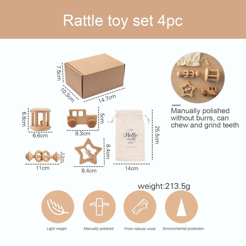 Set de Sonajeros Montessori para Bebé – Juguetes Sensoriales para Cochecito y Primeras Etapas - Imagen 4